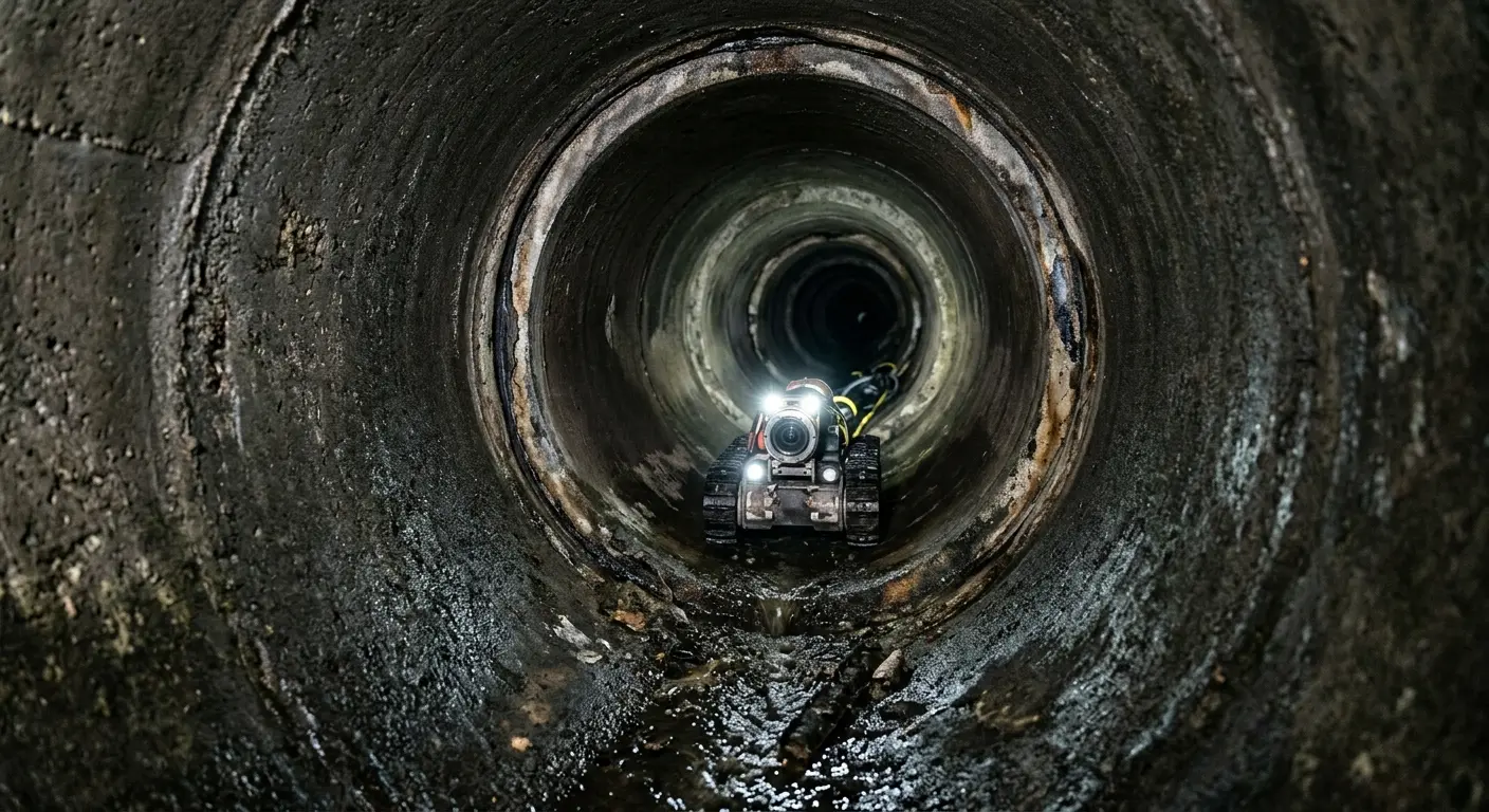 Robotic sewer camera inspecting pipe interior for Drain Snake Service in Summit